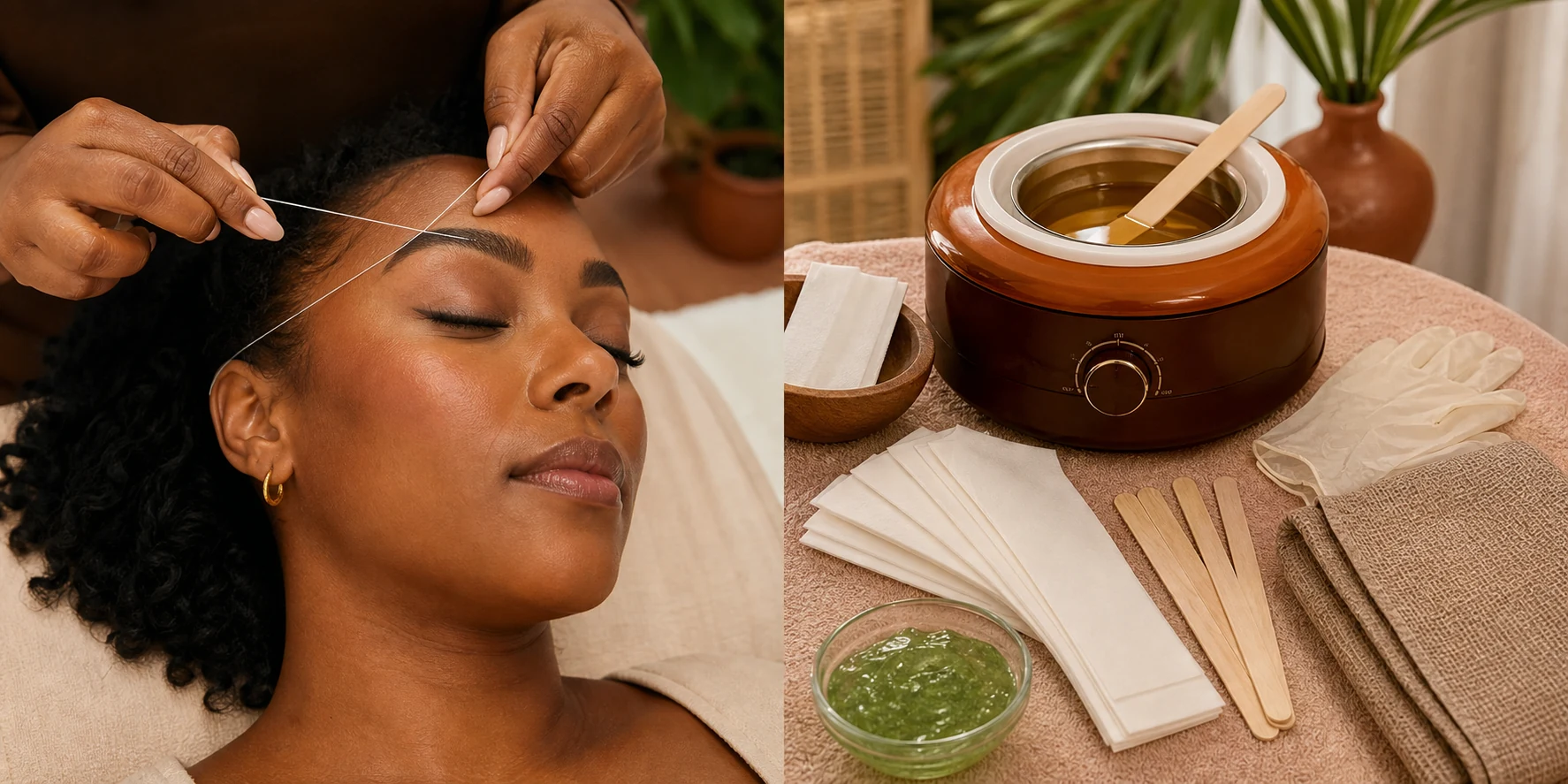 Editorial view of the Eyebrow Threading + Brazilian Wax service at Priya's Spa