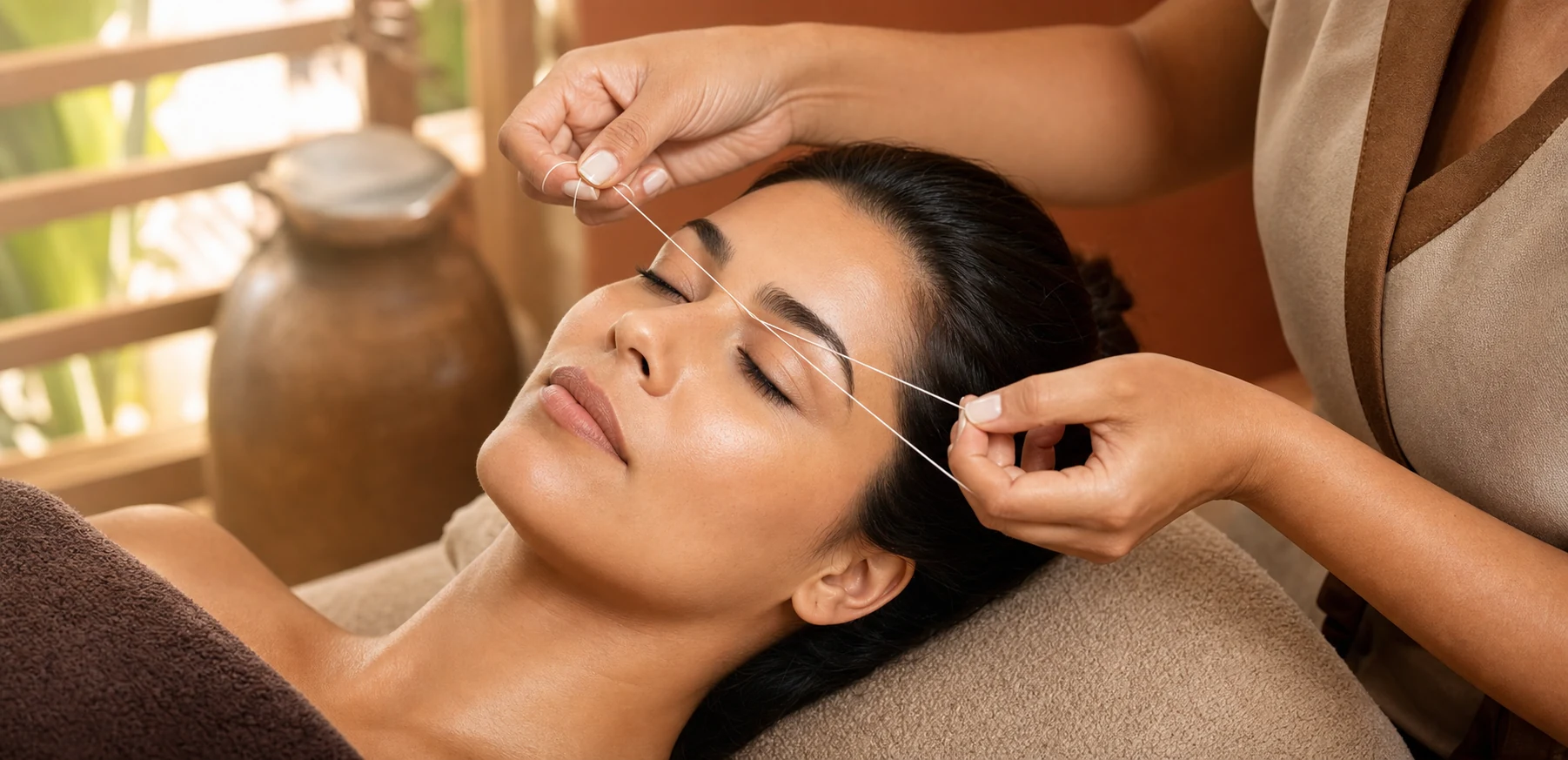 Editorial view of the Eyebrows Threading service at Priya's Spa
