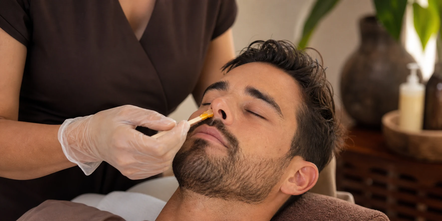 Editorial view of the Nose Wax service at Priya's Spa